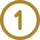 The number one in a gold circle representing safety.