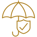 Cladding An industrial umbrella with a check mark on it.