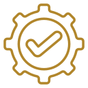 An icon of a gearwheel with a check mark in it, representing the proficiency and expertise of Rope Access Contractors.