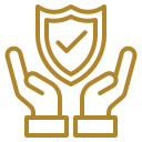 Drone Services Two hands holding a shield icon on a black background, symbolizing the strength and protection of Manchester's rope access industry.